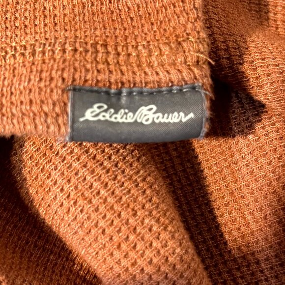 Eddie Bauer Orange Waffle-Knit Thermal Men's Long-Sleeve Henley T-Shirt SZ 2XL - Picture 3 of 6